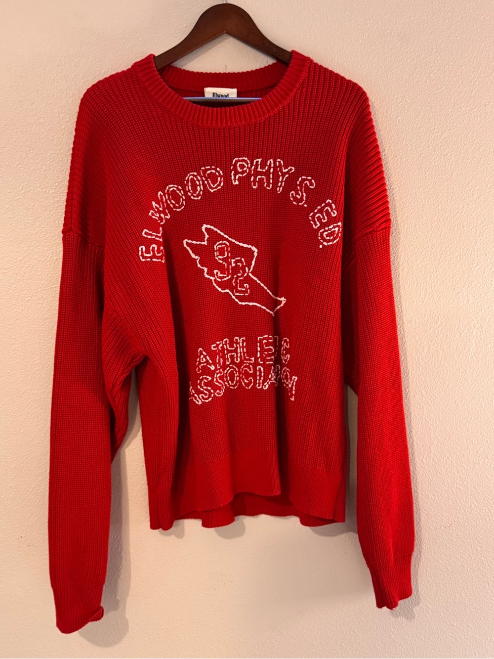 Branded Red Graphic Crewneck Sweater